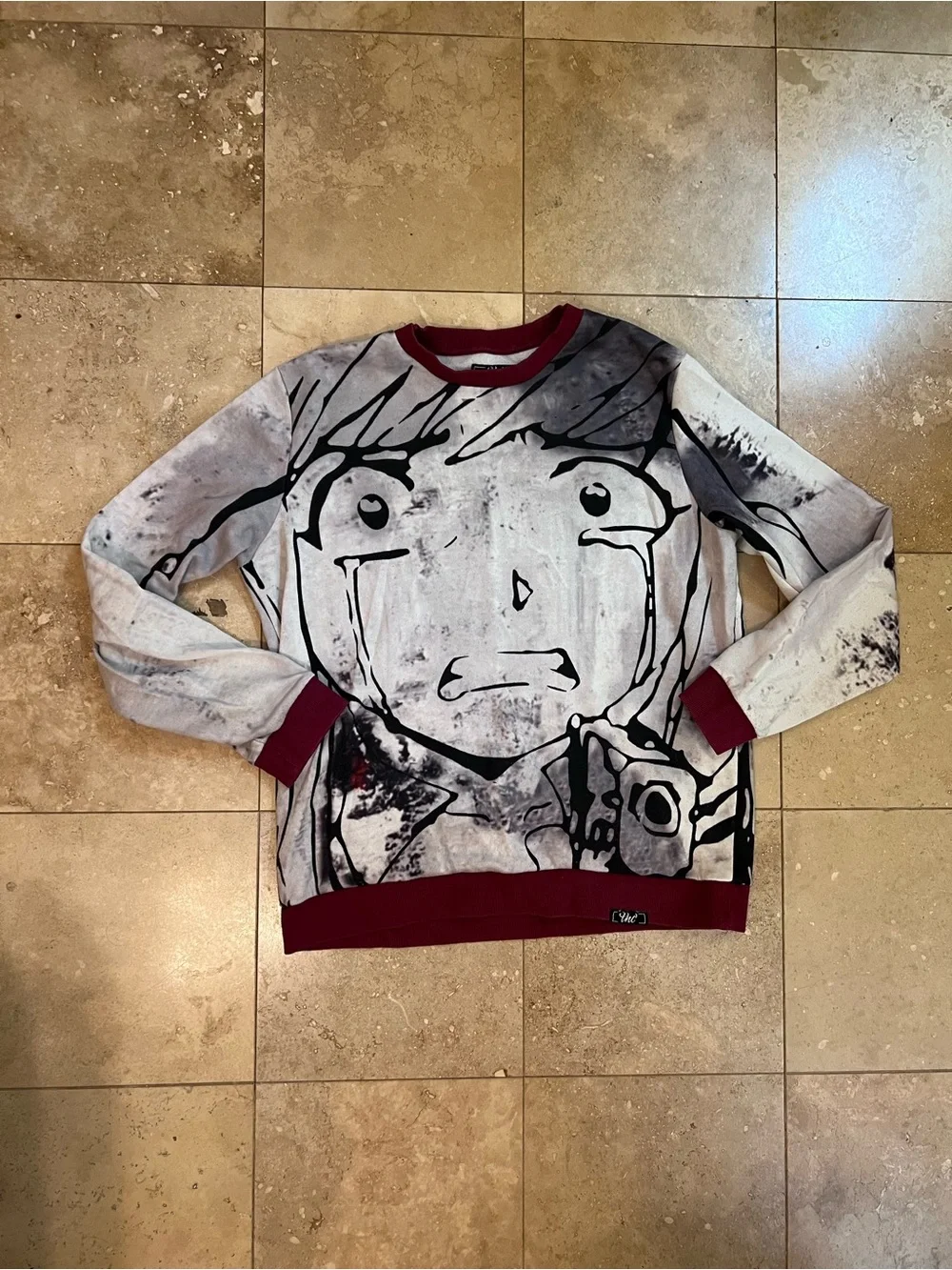Men's Graphic Crewneck Sweater - Maroon Trim
